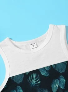 Toddler Boys Tropical Print Tank Top & Shorts - Black and White - View 4