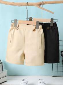 小男童2入組斜插口袋短褲 - 彩色 - 查看 1