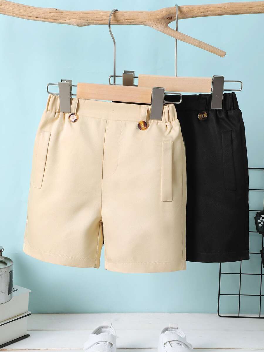 小男童2入組斜插口袋短褲 - 彩色 - 查看 1