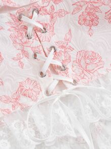 SHEIN MOD Floral Print Tie Front Wide Straps Top - Pink - View 3