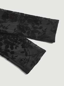 SHEIN MOD Floral Print Square Neck Crop Top - Black - View 4