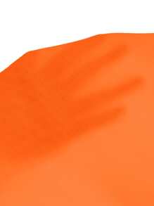 SHEIN Clasi V Neck Lantern Sleeve Solid Top - Orange - View 6