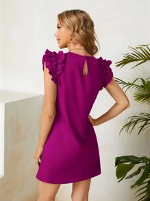 SHEIN Privé Vestido unicolor ribete con fruncido