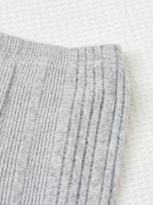 SHEIN 女孩前扭結小高領背心上衣和喇叭褲 - 淺灰色 - 查看 3