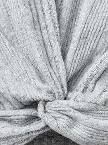 SHEIN 女孩前扭結小高領背心上衣和喇叭褲 - 淺灰色 - 查看 5