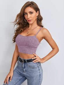 SHEIN Essnce Marled Crop Cami Top - Mauve Purple - View 3