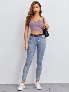 SHEIN Essnce Marled Crop Cami Top - Mauve Purple - View 5