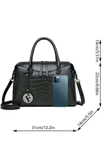 yating Túi Tote Cầm Tay & Đeo Chéo Thời Trang Màu Đen Sức Chứa Lớn - màu đen - Xem 5