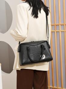 yating Túi Tote Cầm Tay & Đeo Chéo Thời Trang Màu Đen Sức Chứa Lớn - màu đen - Xem 7