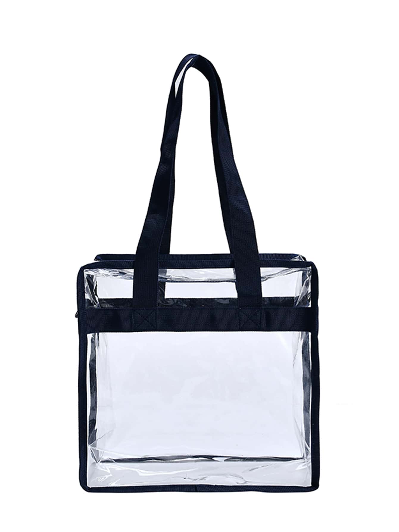 Clear Shoulder Tote Bag - Black - View 1