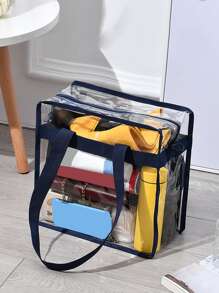 Clear Shoulder Tote Bag - Black - View 2