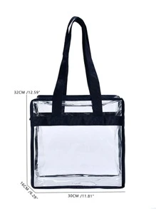 Clear Shoulder Tote Bag - Black - View 4