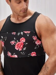 Manfinity Men Floral Print Tank Top & Shorts