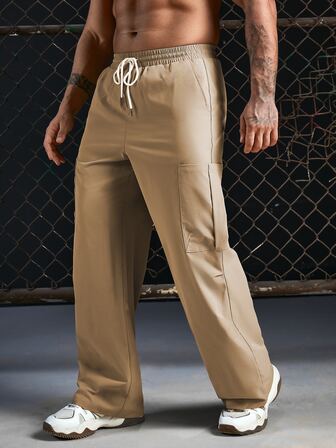 Manfinity VCAY Men Flap Pocket Side Drawstring Waist Pants