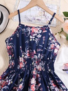 Girls Floral Print Cami Dress - Navy Blue - View 4