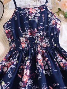 Girls Floral Print Cami Dress - Navy Blue - View 5