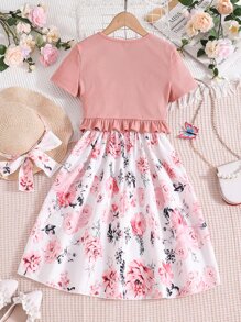 女孩荷葉邊上衣和印花吊帶上衣 - 彩色 - 查看 2