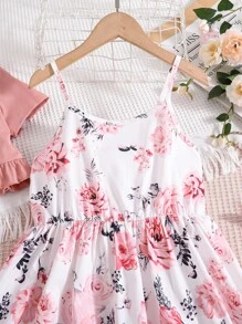 女孩荷葉邊上衣和印花吊帶上衣 - 彩色 - 查看 4