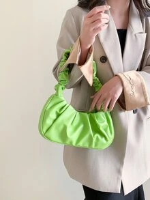 Bolso con fruncido minimalista - Verde - Ver 2