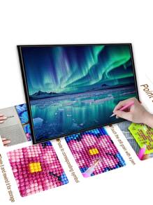 極光圖案DIY鑽石畫不附框架 - 彩色 - 查看 2