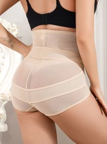 Contrast Mesh Shapewear Panty - Beige - View 2