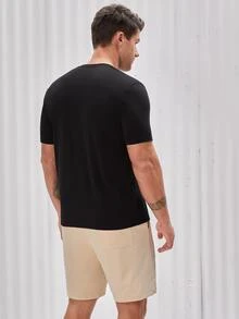 Manfinity Men Letter Patched Top & Shorts Set - Multicolor - View 2