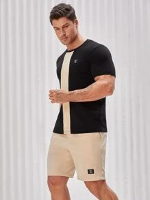 Manfinity Men Letter Patched Top & Shorts Set - Multicolor - View 5