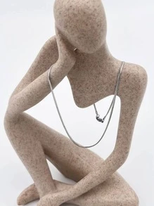 Men Minimalist Chain Necklace - Silver - View 1