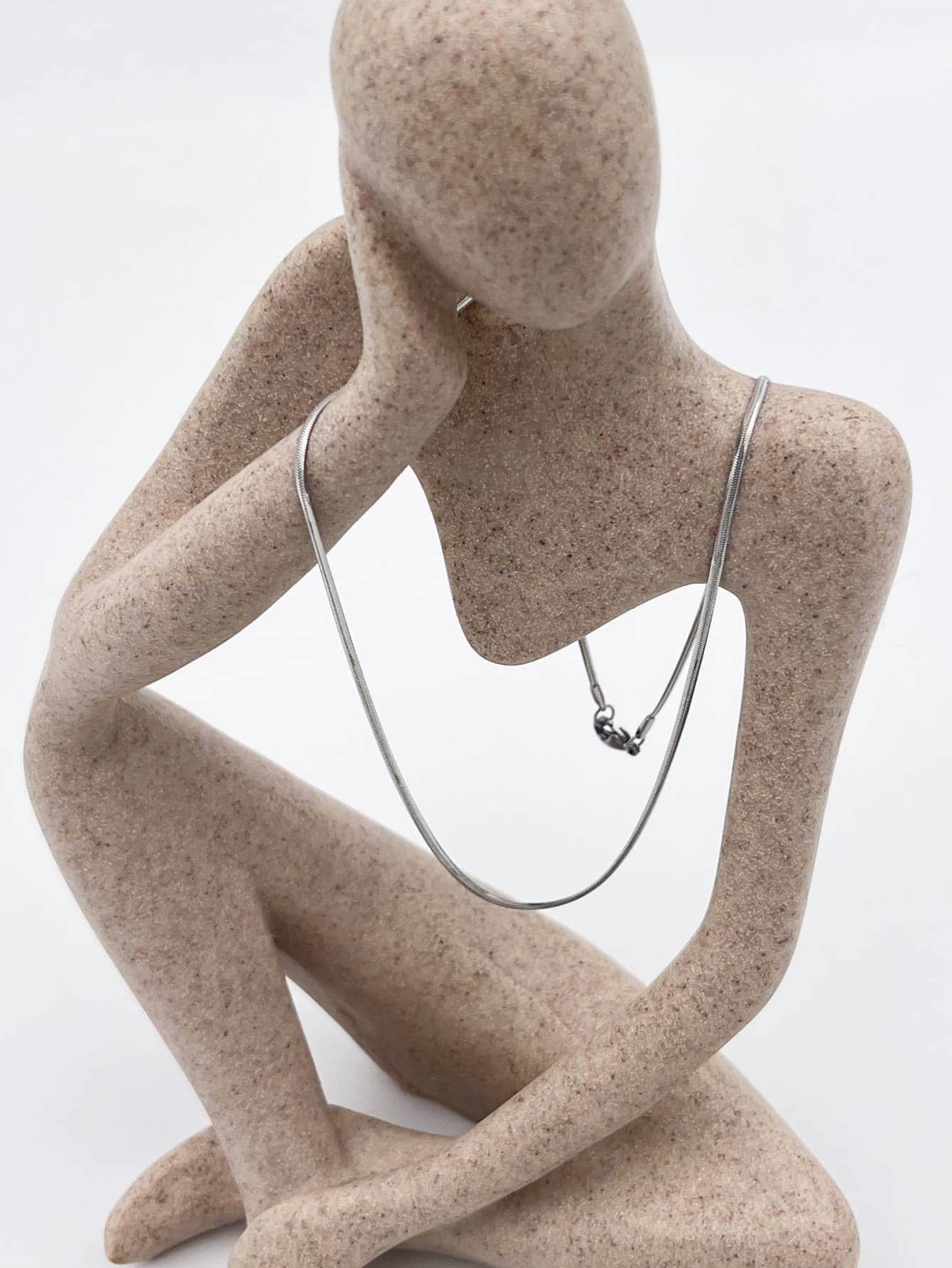 Men Minimalist Chain Necklace - Silver - View 1