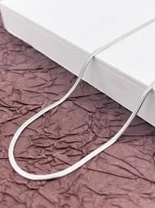 Men Minimalist Chain Necklace - Silver - View 2