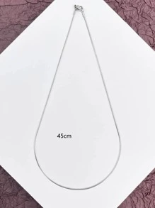 Men Minimalist Chain Necklace - Silver - View 3