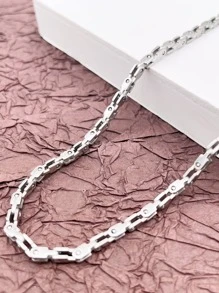 Men Minimalist Chain Necklace - Silver - View 2