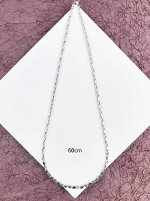 Men Minimalist Chain Necklace - Silver - View 3