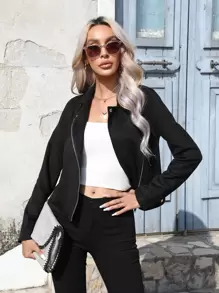 RELISH NOLESS Woman Spring Summer Outfits Country Concert Casual Vacation Western Wear Boho Suede Jacket - Black - View 1