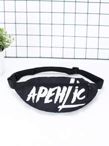 字母圖案腰包 - 黑色 - 查看 1