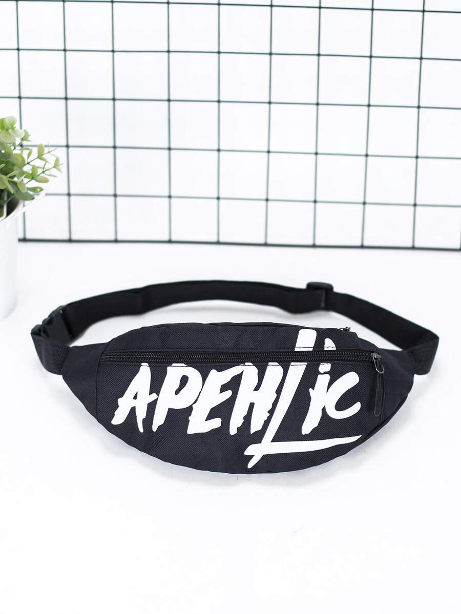 字母圖案腰包 - 黑色 - 查看 1