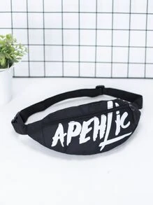 字母圖案腰包 - 黑色 - 查看 5