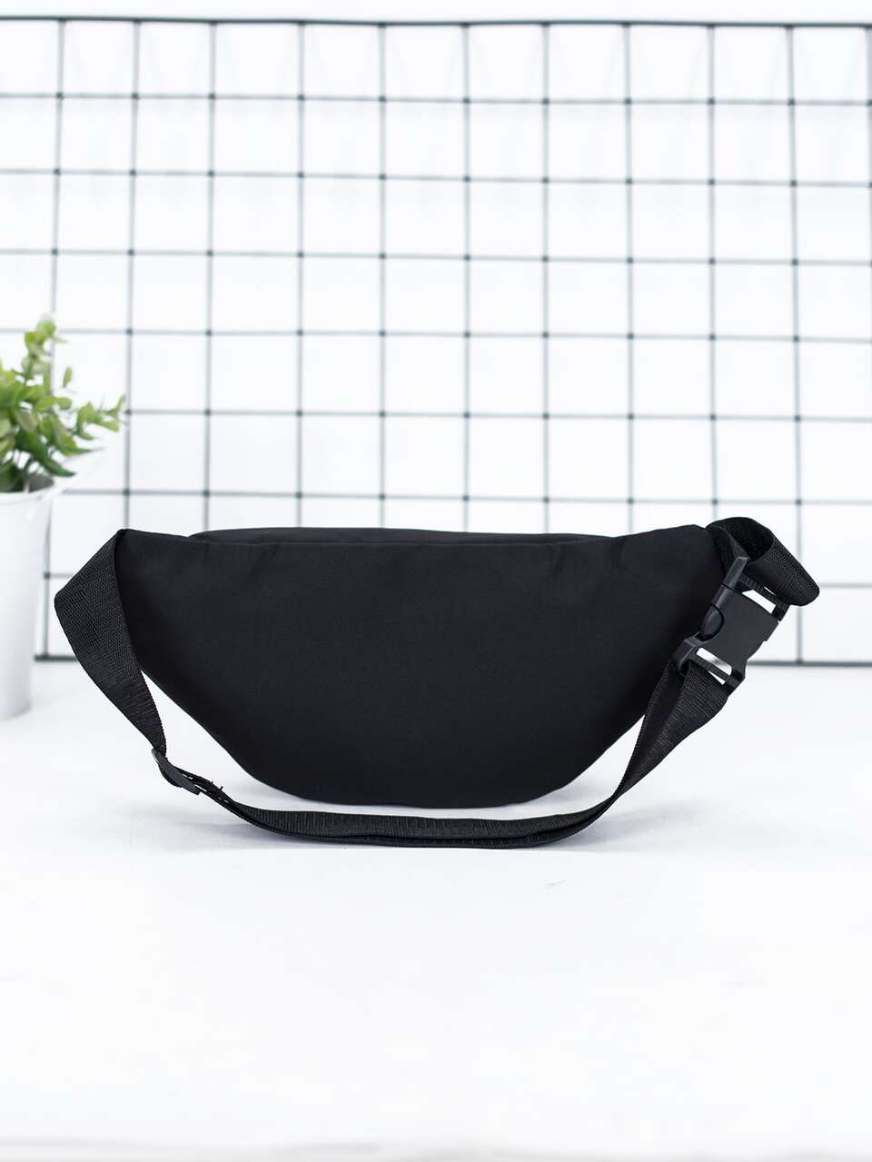 Medium Fanny Pack Metal Decor Zip Front Waterproof