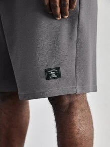 Manfinity VCAY Men Plus Lion Print Tee & Letter Patched Shorts - Grey - View 6