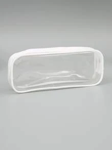 1pc Clear Pencil Case - White - View 1
