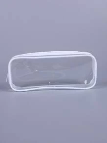 1pc Clear Pencil Case - White - View 2