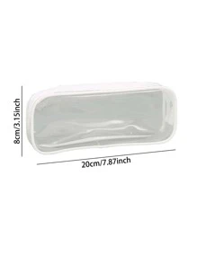 1pc Clear Pencil Case - White - View 3