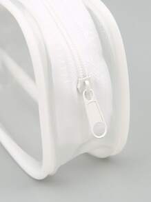 1pc Clear Pencil Case - White - View 6