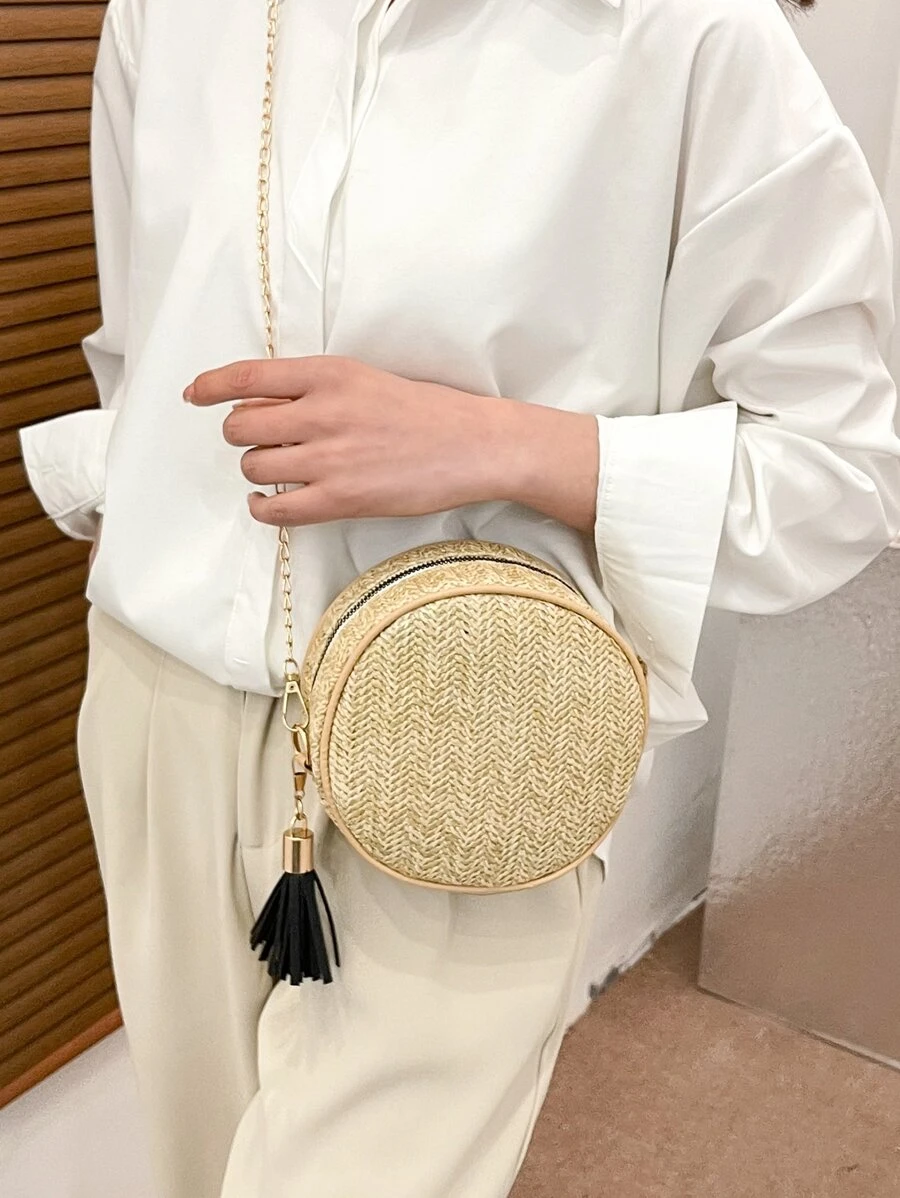 Mini Bolso Cruzado Tejido De Moda, Estilo Simple Y Versátil