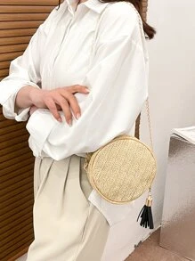 Mini Bolso Cruzado Tejido De Moda, Estilo Simple Y Versátil