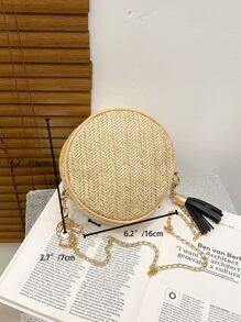 Mini Bolso Cruzado Tejido De Moda, Estilo Simple Y Versátil