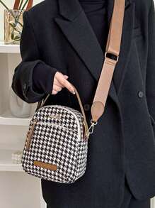 Mini Houndstooth Graphic Satchel Bag - Multicolor - View 2
