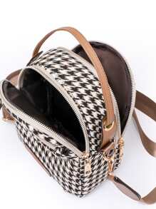 Mini Houndstooth Graphic Satchel Bag - Multicolor - View 3