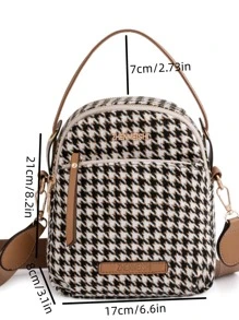 Mini Houndstooth Graphic Satchel Bag - Multicolor - View 4