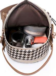 Mini Houndstooth Graphic Satchel Bag - Multicolor - View 8